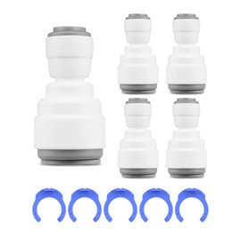 Urnqowuy 1/2" Tube OD x 1/4" Tube OD Fitting Fits for RO Water Filter System, Two Way Connector, Reducing Straight Union, 5 Packs