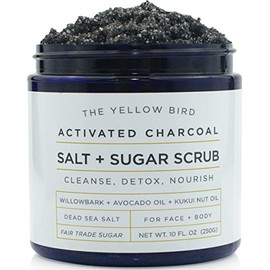 The Yellow Bird Natural Activated Charcoal Body & Face Scrub. Exfoliating Dead Sea Salt & Sugar Scrub. Deep Cleansing Pore Minimizer. Anti Cellulite, Acne, Blackhead, Scars, Wrinkle Treatment.
