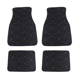 Generic 4PCS Universal JDM RECARO Style Racing Fabric Floor Mats Interior Carpets, BLACK