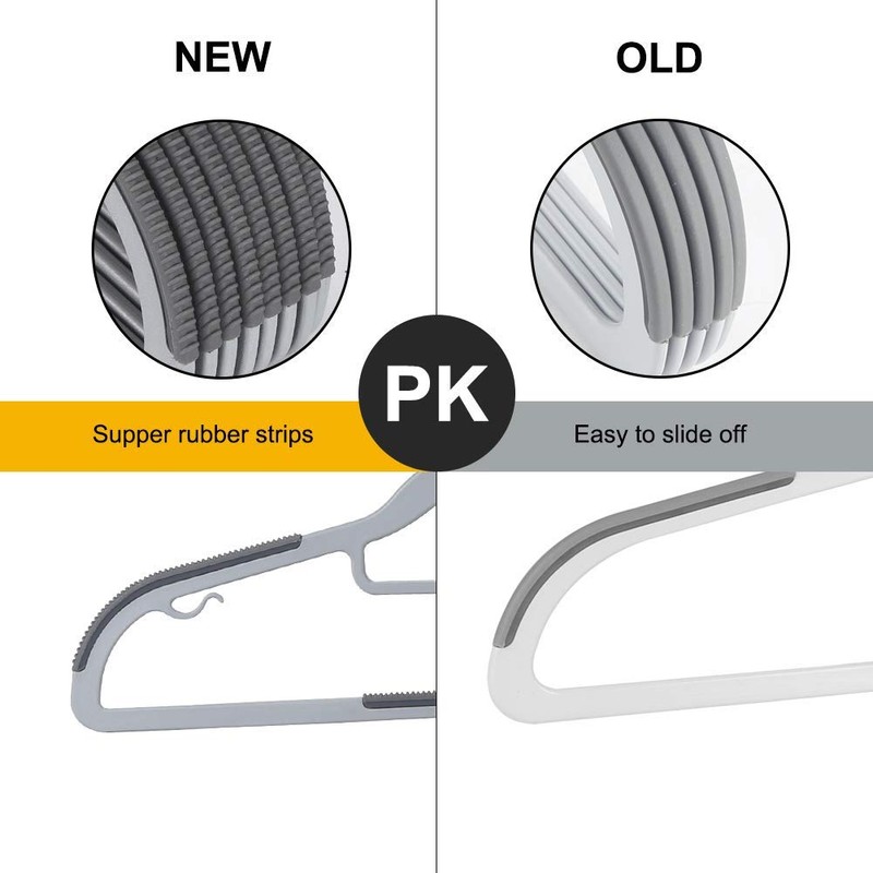 OIKA 50 Pack Non-Slip Plastic Hangers with Tie Rack, Slim