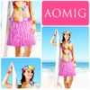 Aomig Hawaiian Grass Skirt, 5 Pcs Hawaiian Garlands, Tropical Fancy
