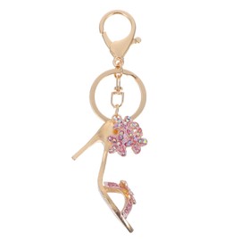 LIFKOME High Heel Keychain Rhinestone High Heel Shoe Crystal Key Chain Bling Keychain Sparkling Key Ring, Cute Purse Charms for Handbags Pandant Pink