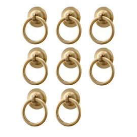 RZDEAL 8 Pack Solid Brass Cabinet Pulls Ring Drawer Pulls, Gold Kitchen Cabinet Handles Brass Brushed Drawer Handles