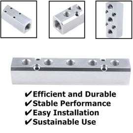 Still Awake 2 Way Pneumatic Manifold Air Distribution Block, G1/2 Supply Port, G1/4-Inch Output Port, Aluminum Alloy