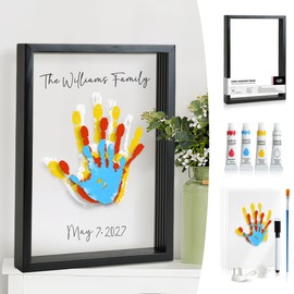Kaciola Family Handprint Kit, DIY Newborn Keepsake Frame, Baby Hand and Footprint Kit, Unique New Baby Gift for Mothers Day Crafts Anniversary (Black)