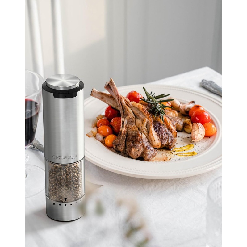 CIRCLE JOY Rechargeable Electric Salt and Pepper Grinder Set with