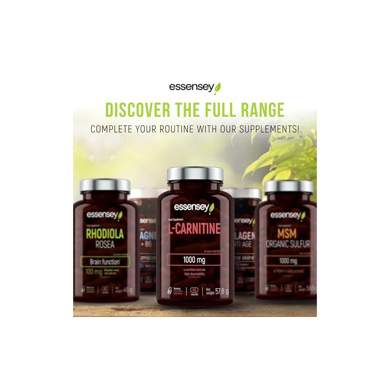 Essensey L-Carnitine 1000mg - 90 Capsules | High Absorption Form
