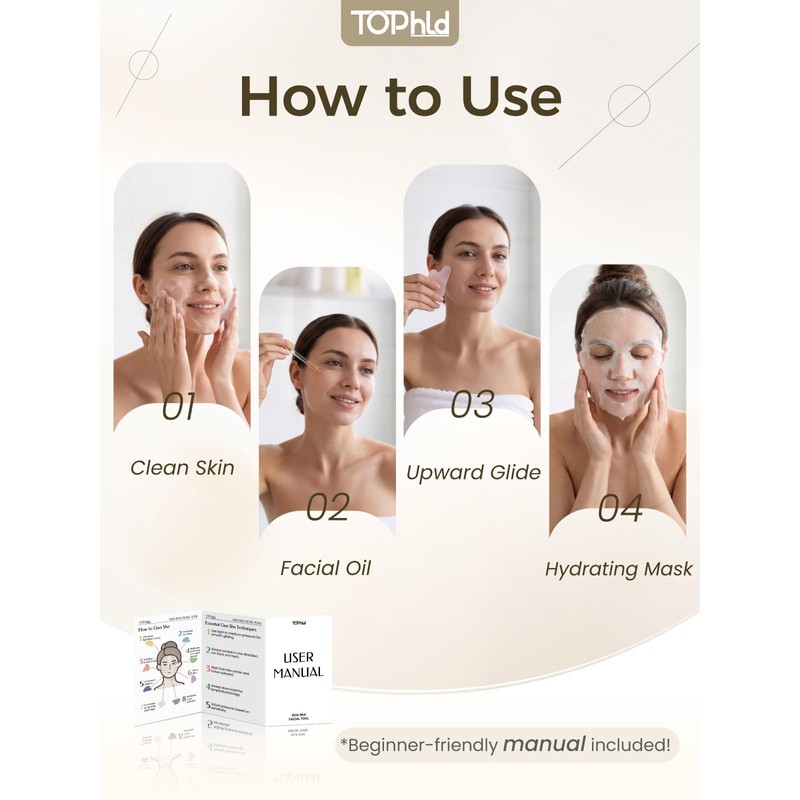 Gua Sha Facial Tool – Pink Stone Guasha Tool for