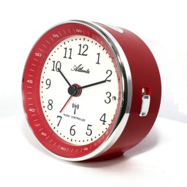 Funkwecker ohne Ticken mit Licht Snooze Crescendo Alarmanzeige Analog - 1868/1 (Rot)