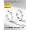 Open Hoop Earrings for Women Thick Chunky Hypoallergenic 30MM Silver
