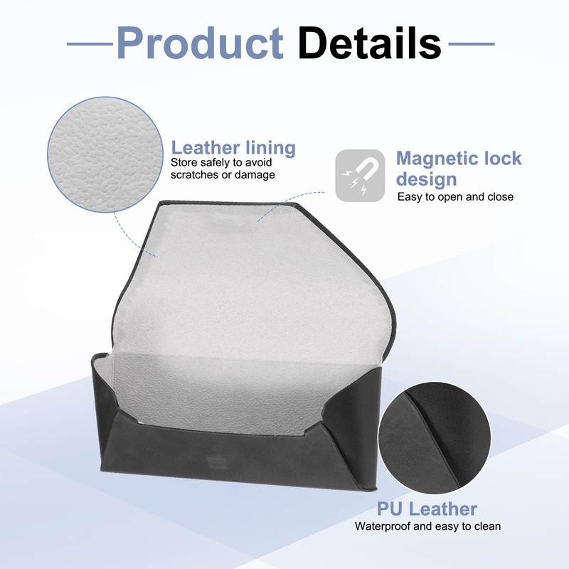 HARFINGTON 2pcs Eyeglass Case 6.5" x 2.6" PU Leather Glasses