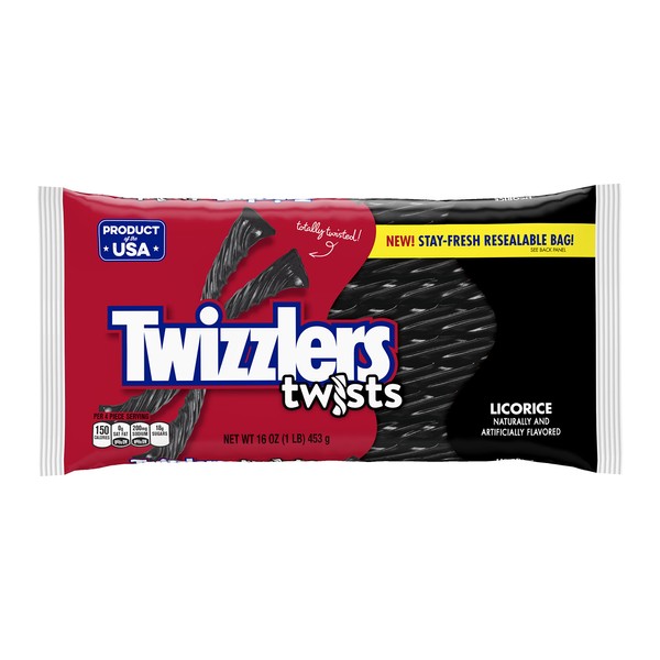 TWIZZLERS Twists (Black Licorice, 1-Pound Bags, Pack of 6)