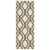 Custom Size Ivory Moroccan Trellis Rubber Backed Non-Slip Hallway Stair
