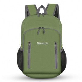 Bekahizar 20L Ultra Lightweight Backpack Foldable Hiking Daypack Rucksack Water Resistant Travel Day Bag for Men Women Kids Outdoor Camping Mountaineering Walking Cycling Climbing (Green)