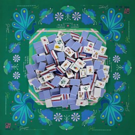 1-7/16" Extra-Large 4-Layer American Mahjong, 160-Tile Cornflower Blue Peacock MatColor: green mahjong mat