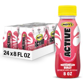 Mott's Active Watermelon Burst Hydrating Juice Beverage, 8 Fl Oz Bottles, 24 Count (4 Packs Of 6), Made With Naturally Sourced Electrolytes & Coconut Water, Gluten & Caffeine-free, Kosher
