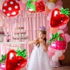 4 Pcs Strawberry Balloons Huge Red Polka Dot Strawberry Aluminum