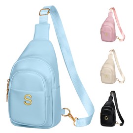 Freesya Teen Girl Gifts Trendy Stuff - Initial Crossbody Bag for Girls, Gifts for Daughter Granddaughter, Teen Girls Accessories, Adjustable Removable Strap, Travel Gifts