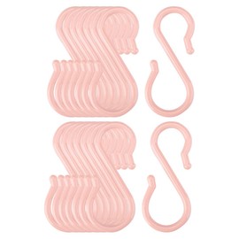 sourcing map 16 Pack S Shaped Hooks Plastic Hanger for Kitchen Bathroom Closet Holder Pots and Pans Cups Utensils Coats Towels Hanging Pink