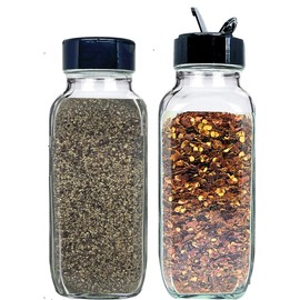 JARMING COLLECTIONS 16oz Glass French Square Spice Shakers with Lids – Large Seasoning Containers for Kitchen, Pantry, Herbs & Spices - Enhance Your Spice Storage – Made in USA