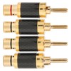 4Pcs Banana Plug Brass Gold Plated Black Carbon Fiber Shell