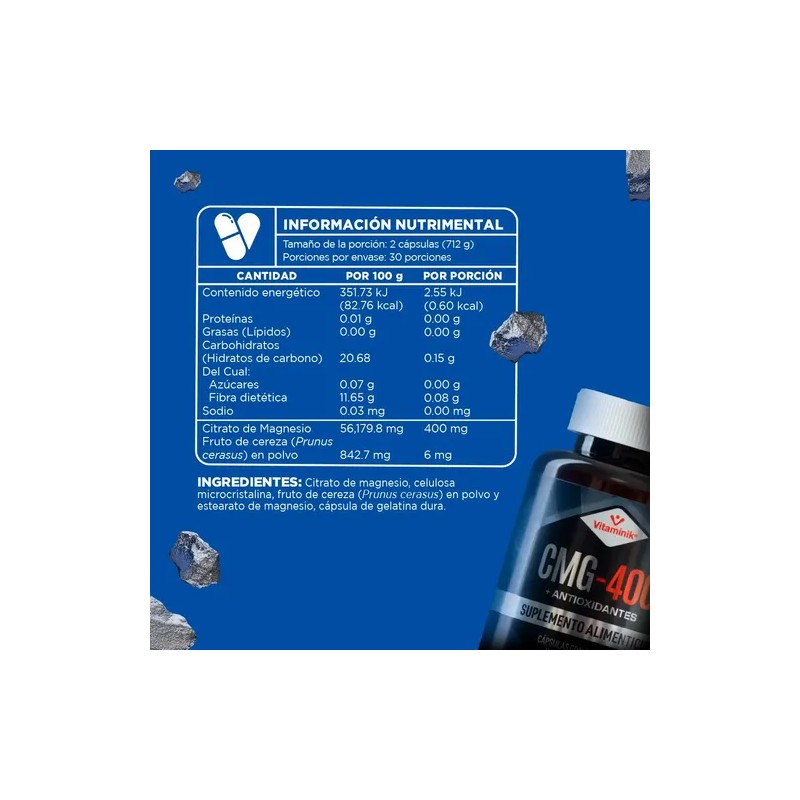 Citrato De Magnesio Vitamínik Cmg-400 60 Cápsulas
