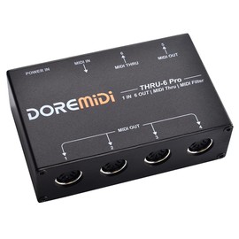 DOREMiDi MIDI THRU-6 Pro Box MIDI Splitter + Filter Be Used To Convert 1 MIDI Input Into 6 MIDI Outputs + USB MIDI Output