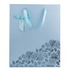 SumacLife 4PCS Aqua Flowers and Bow Medium Paper Gift Bags