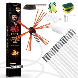 Morinoli Chimney Sweep Kit - 46 Feet, Chrome Button Locking System, 14 Flexible Rods