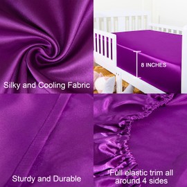 NTBAY Silk Satin Fitted Crib Sheet, Super Soft and Silky 28x52 Crib Sheet for Standard Crib and Toddler Mattresses, Boys, Girls, Unisex, Purple, 28x52 Inches