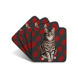 Tabby Cat - Set of 4 Coasters - Leslie Gerry Animal Gifts