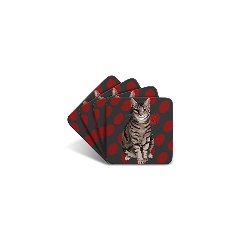 Tabby Cat - Set of 4 Coasters - Leslie Gerry