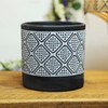 Fyne-Finds Cement Black N White Pot Doted Patterned Diamond Planter