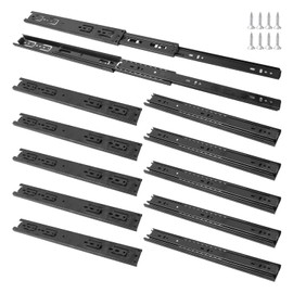 Biugaaufai 6 Pairs 14 Inch Black Full Extension Drawer Slides, Side Mount Drawer Slides with Screw, Ball Bearing File Cabinet Rails for Kitchen and Office Cabinet