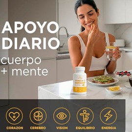 Omega 3 3600 mg con EPA 1300 mg y DHA 860 mg, para Cuerpo y Mente Activa | Aceite de Pescado Sabor Limón Sin Regusto ni Reflujo | Non-GMO, Sin Gluten,