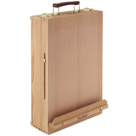 Soho Urban Artist Sketch Box and Table Easel - Portable, Multi Media, Adjustable Angle with Storage Compartments - Oiled Beech Wood