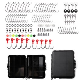 WOLFSKIN Fishing Tackle Kits, 148pcs Fishing Gear Portable Fishing Accessories Kit, Include Fishing Hooks, Weights Sinkers, Fishing Equipment Storage Box for Bass Trout Bluegill Crappie
