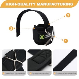 J Bryant Fitness - Correas de muñeca para levantamiento de pesas y máquinas de cables, puños acolchados de primera calidad con hebilla triangular resistente, ideal para entrenamiento de brazos