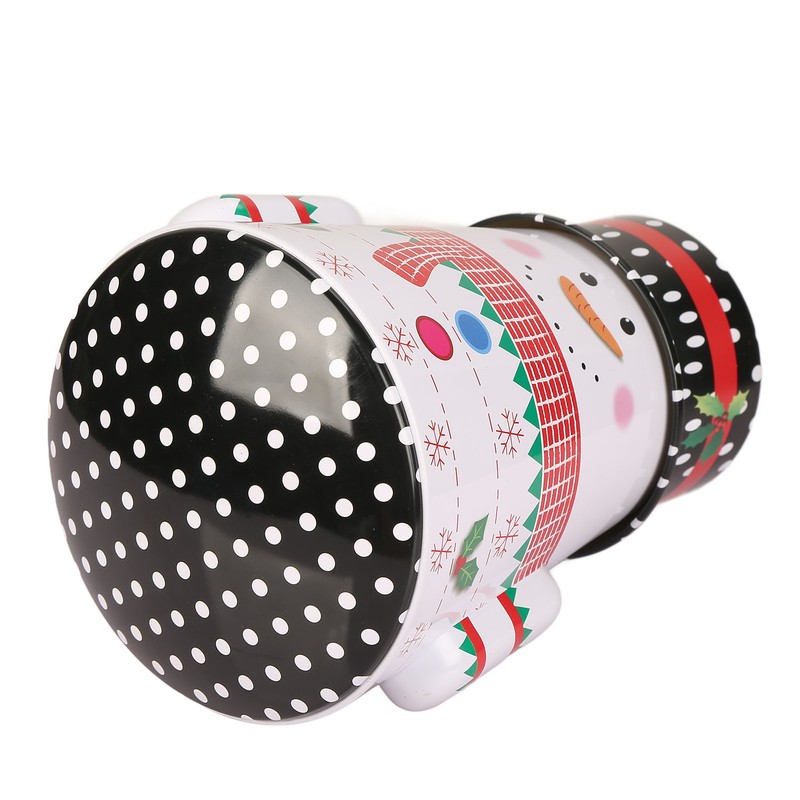 Christmas Candy Iron Box Roly Poly Design Santa Claus Snowman