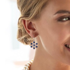 Snowflake Dangle Earrings for Women Girls, 18K White Gold Plated Drop Earrings Blue Cubic Zirconia Hypoallergenic for Sensitive Ears Xmas Gifts Snowflake Christmas Earrings with Jewellery Box