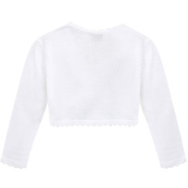 Lilax Baby Girls' Long Sleeve Cardigan Shrug, Button Closure Knitted Bolero (12 Months, White)