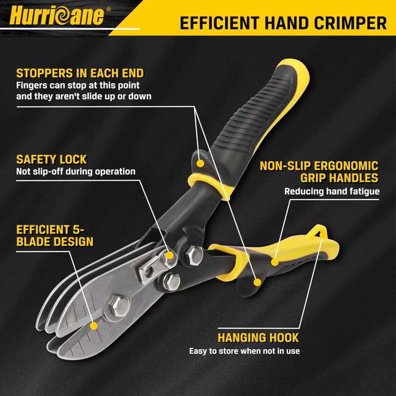 HURRICANE 5 Blade Sheet Metal Crimper - Pipe Crimper for
