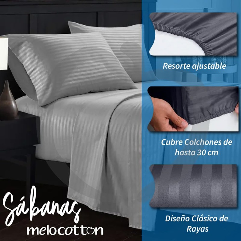 Melocotton Juego de Sábana Individual de Microfibra 1800 grabada a