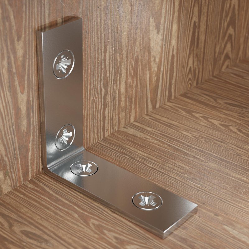 Angle Brackets - Zinc Plated Steel Corner Brackets for Wood,