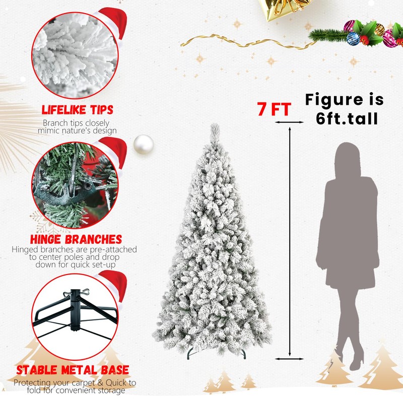 4FT Flocked Christmas Tree with 350 Tips – Snowy PVC