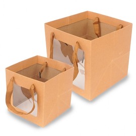Square Kraft Bag with Transparent Window Mini 6ea