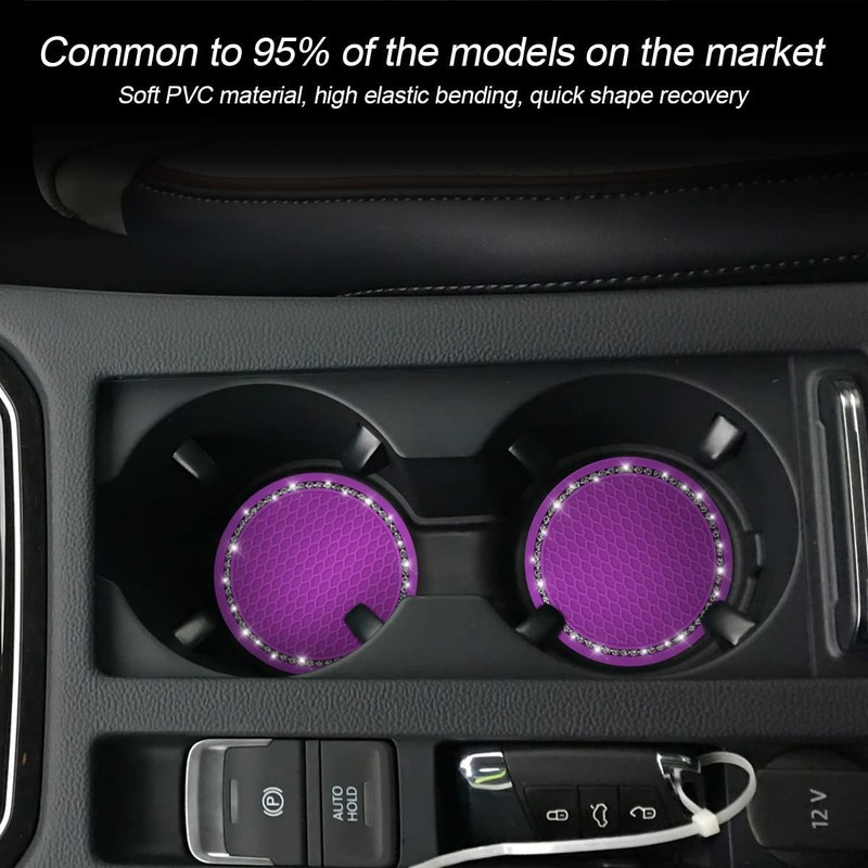 Car Cup Holder Coaster, 2 PCS Universal Bling Crystal Rhinestone