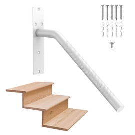 16 Inch White Stair Handrails for 1-3 Steps, Munzong Anti-Slip SUS304 Stainless Steel Hand Rail for Stairs, Knurled Safety Grab Bar for Outdoor Garage Porch Entry Interior Exterior Stairway-1.25” Tube