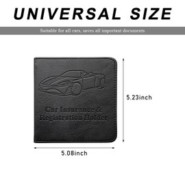 JUSTTOP Car Registration and Insurance Card Holder, Leather Vehicle Glove Box Document Holder with Magnetic Closure, Driver License Organizer Cards Paperwork Wallet for Men Women (Black, Small)