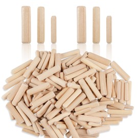 Sukh 200PCS Wooden Dowel Pins - Fluted Dowel Rods Variety Bucket with 1/4，5/16 and 3/8-inch for Joining in Furniture Door, Cabinets and Other Woodworking Projects or Crafts